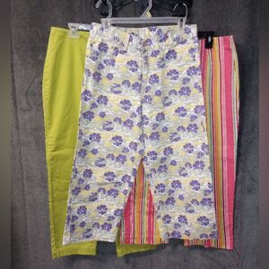 Bundle of 3 Colorful Cropped Pants Size 8 EUC